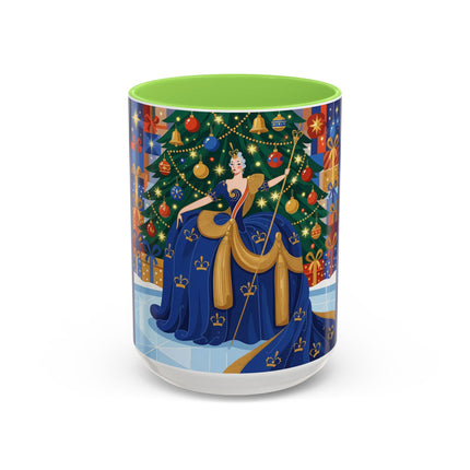👑🎄 The Christmas Queen Of Golden Bells Colorful Mug – Art Deco Holiday Elegance