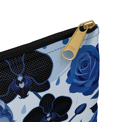 ☔💙 The Blue Rain Promenade Accessory Pouch – Art Deco Floral Fashion