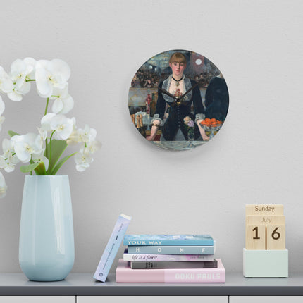 A Bar at the Folies-Bergère by Edouard Manet Acrylic Wall Clock, Round and Square