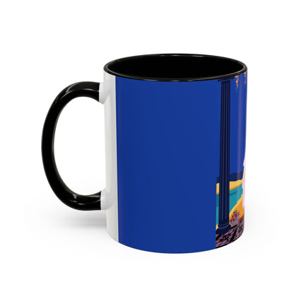 The Moonlit Promenade Colorful Mug (11oz, 15oz) – Blush Elegance, Coastal Romance & Art Deco Style