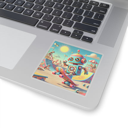 🛹🤖 The Skate Park Robot Kiss-Cut Sticker – Action, Energy & Retro Fun