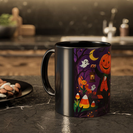 🎃🏮 The Pumpkin Gentleman's Moonlit Stroll Colorful Mug – Whimsical Halloween Charm