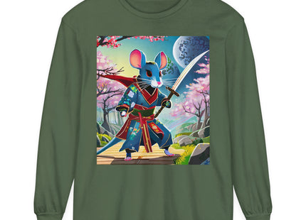 Cyber Samurai Rat Garment-dyed Long Sleeve T-Shirt