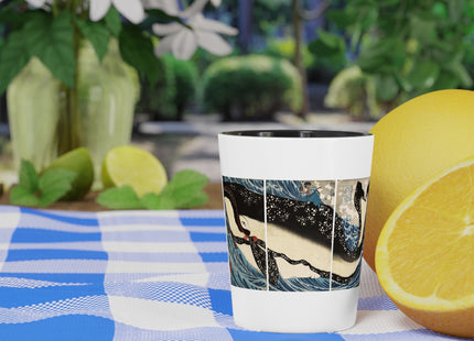 Miyamoto no Musashi Attacking the Giant Whale by Utagawa Kuniyoshi Ceramic Shot Glass