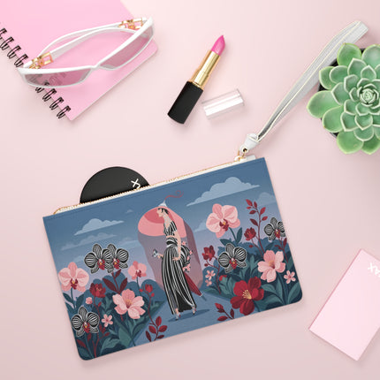 🌸🖤 The Striped Orchid Promenade Clutch Bag – Art Deco Floral Fashion