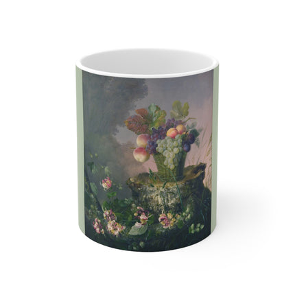 Flower Basket with Fruit by Hermania Neergaard Ceramic Mug 11oz