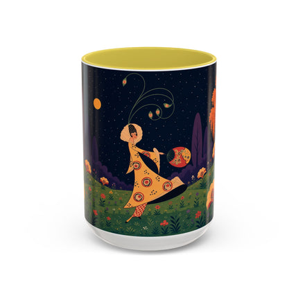 🌙🌼 The Moonlit Floral Dancer Colorful Mug – Art Deco Garden Fantasy