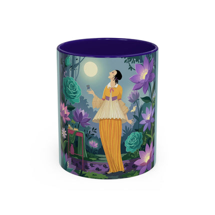 The Lady Of The Moonlit Garden Colorful Mugs – Art Deco Botanical Serenity