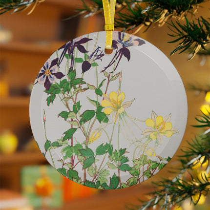 Aquilegia Flower by Tanigami Kônan Glass Ornament