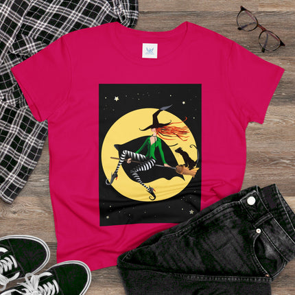 A Witch’s Moonlit Flight Women's Midweight Cotton Tee