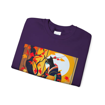 Black Cat in Kimono Unisex Heavy Blend™ Crewneck Sweatshirt