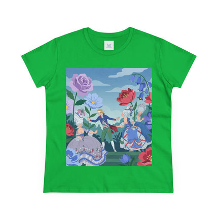 🎭🌸 The Garden Masquerade Cotton Tee – Art Deco Fashion Illustration