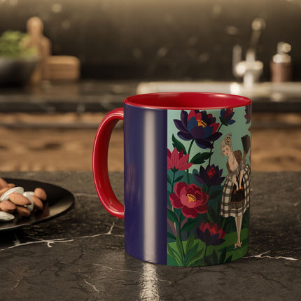 The Lady Of The Lotus Garden Colorful Mugs – Art Deco Botanical Elegance