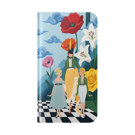 🌺♟️ The Ladies Of The Checkerboard Garden Flip Case – Art Deco Floral Fantasy