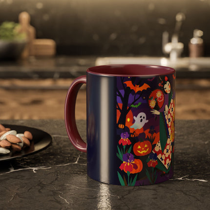 🌙🎃 The Moonlit Garden Masquerade Colorful Mug – Floral Halloween Charm