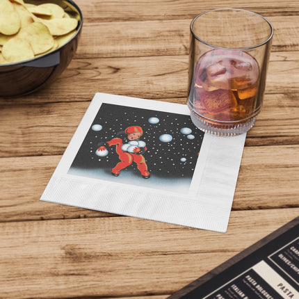 Festive Snowball White Coined Napkins