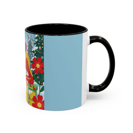 ☕🎄 Christmas Tea In The Snow Garden Colorful Mug – Art Deco Holiday Friendship