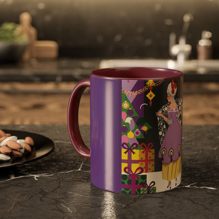 🎁✨ The Lavender Christmas Masquerade Colorful Mug – Art Deco Holiday Fantasy