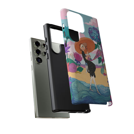 🌊☂️ The Lady Of The Flowered Seashore Phone Case – Art Deco Seaside Fashion
