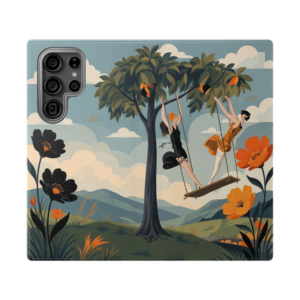 🌳🌺 The Ladies Of The Garden Swing Flip Case – Art Deco Floral Adventure