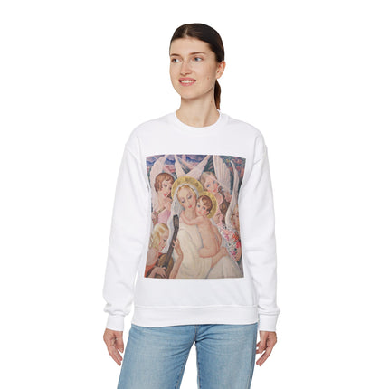 Madonna with Child Surrounded by Musical Angels by Gerda Wegener Heavy Blend™ Crewneck Sweatshirt