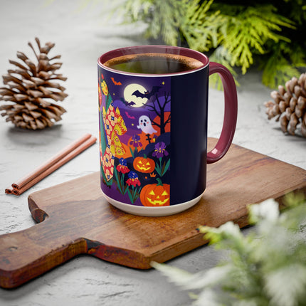 🌙🎃 The Moonlit Garden Masquerade Colorful Mug – Floral Halloween Charm