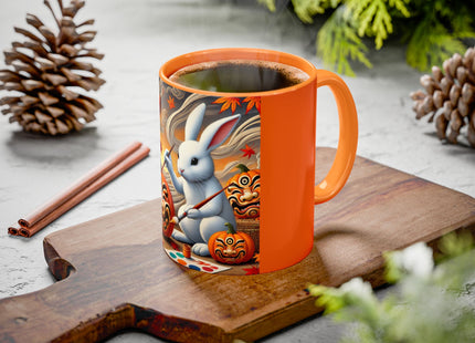 Halloween Rabbit’s Kabuki Jack-o’-Lanterns Colorful Mugs (11oz, 15oz)
