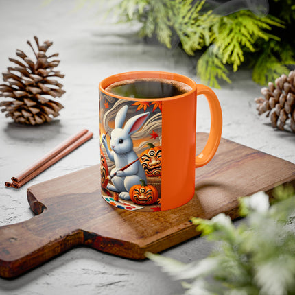 Halloween Rabbit’s Kabuki Jack-o’-Lanterns Colorful Mugs (11oz, 15oz)
