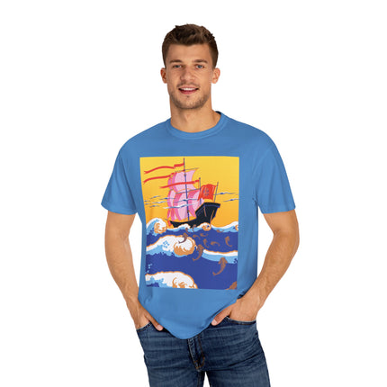 Golden Seas and Whimsical Dreams Unisex Garment-Dyed T-shirt