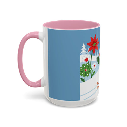 🎿❄️ The Winter Garden Skier Colorful Mug – Whimsical Holiday Fantasy