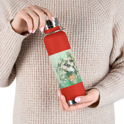 Roses by Vincent Van Gogh Copper Vacuum Insulated Bottle, 22oz