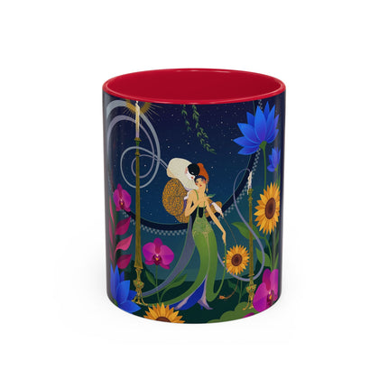 The Lady Of The Starlit Candles Colorful Mugs – Art Deco Theatrical Romance