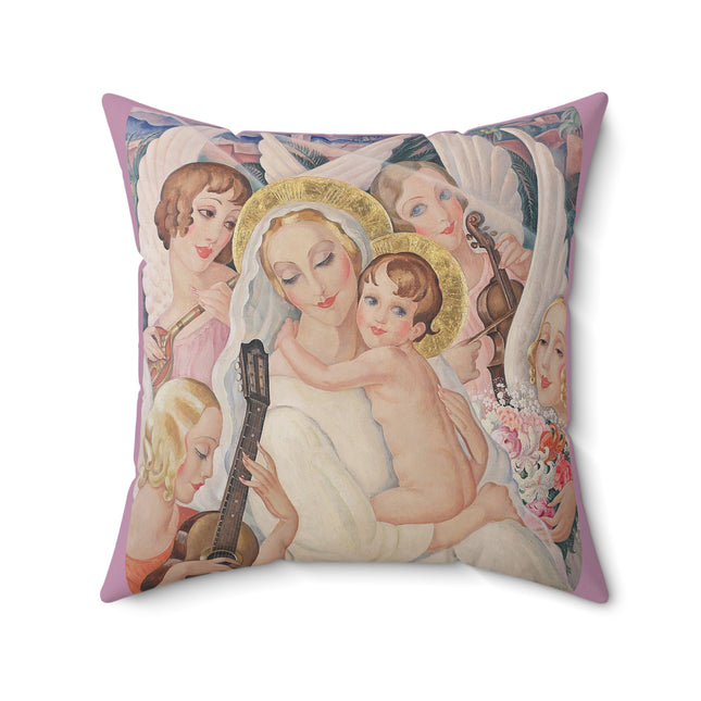 Madonna with Child Surrounded by Musical Angels by Gerda Wegener Spun Polyester Square Pillow