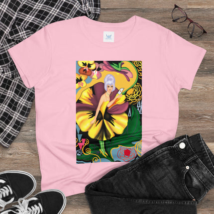 Women's Enchanted Pansy Print Midweight Cotton Tee