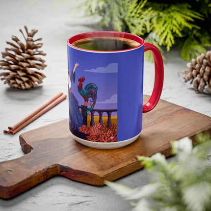 The Dawn Serenade Colorful Mug (11oz, 15oz) – Rooster Beauty, Morning Charm & Art Deco Elegance