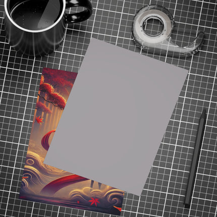 Regal Crimson Crane in the Autumn Mist Postcards (envelopes included) - Bundles of 10, 30, 50 Pieces