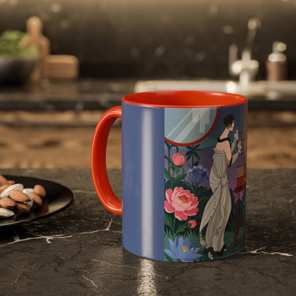 Whispers to the Golden Songbird Colorful Mugs – Art Deco Garden Elegance