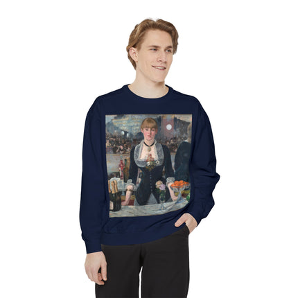 A Bar at the Folies-Bergère by Edouard Manet Unisex Garment-Dyed Sweatshirt