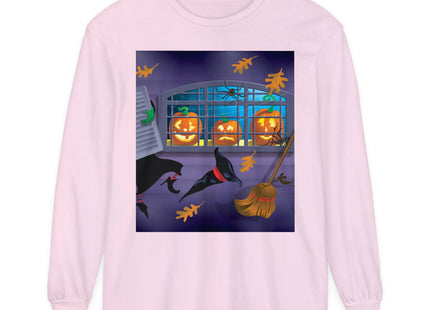 Whimsical Halloween Mischief Unisex Garment-dyed Long Sleeve T-Shirt