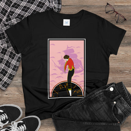 Woman Waiting for her Beloved at 1:59 by Kobayashi Kaichi Women's Midweight Cotton Tee