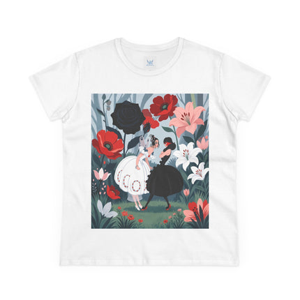 🌹🖤 The Midnight Rose Garden Cotton Tee – Art Deco Floral Fashion