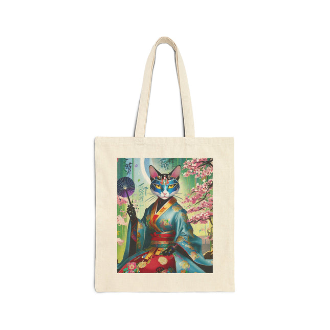 Cyberpunk Geisha Cotton Canvas Tote Bag