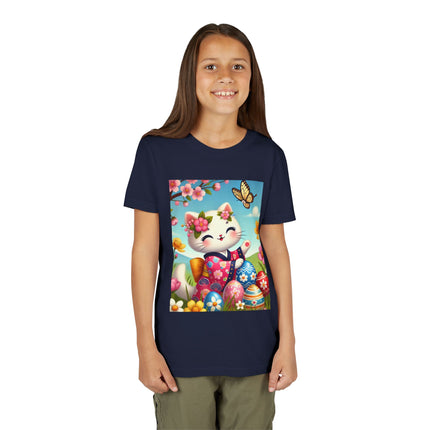 Easter Kitten and Painted Eggs Youth Short Sleeve Tee