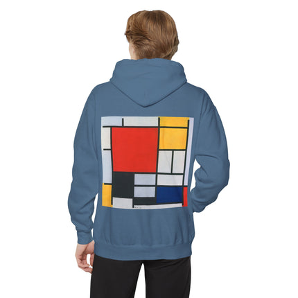 Composition with Red, Yellow, Blue, and Black by Piet Mondrian Unisex Garment-Dyed Hoodie