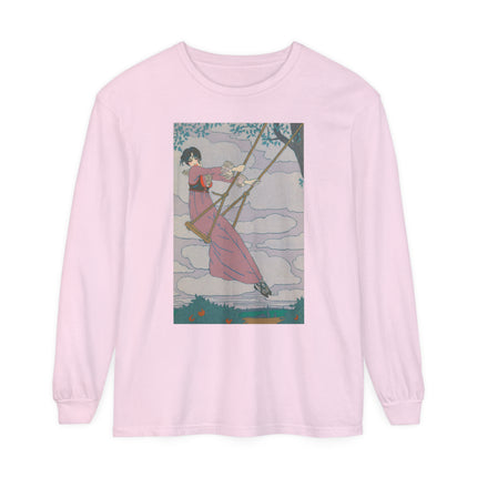 La balançoire by Georges Lepape Garment-dyed Long Sleeve T-Shirt