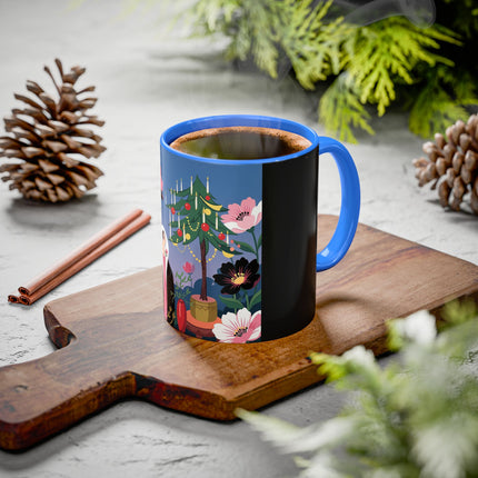 🌹🎄 The Lady Of The Candlelit Rose Tree Colorful Mug – Art Deco Christmas Garden