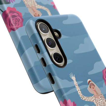 🌺👒 The Grand Flower Promenade Phone Case – Art Deco Fashion Illustration