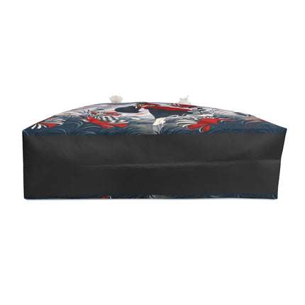 ☔🌹 The Scarlet Checkerboard Rainstorm Weekender Bag – Art Deco Floral Elegance