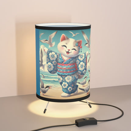 Geisha Kitten by the Seaside Tripod Lamp