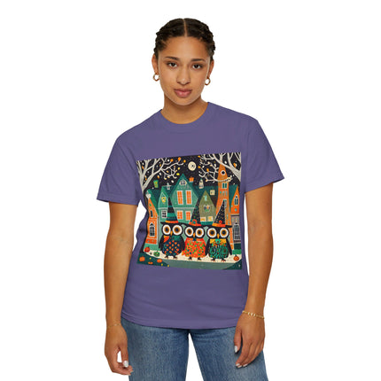 Night of the Trick-or-Treating Owlets Unisex Garment-Dyed T-shirt